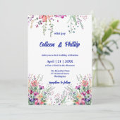 Tijdloze Floral Elegance bruiloft uitnodiging (Staand voorkant)