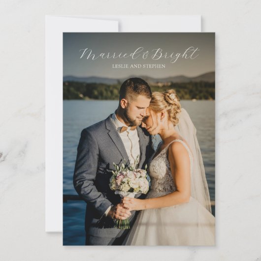 Tijdloze foto Elegante Pas getrouwd Kerst Feestdagenkaart (Voorkant)