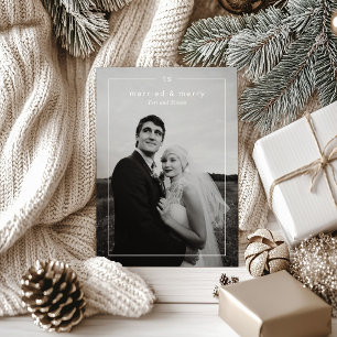 Tijdloze foto Modern Pas getrouwd Christmas Feestdagenkaart