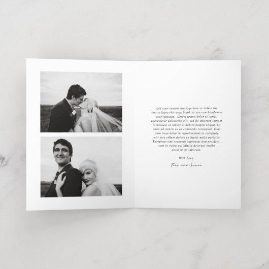 Tijdloze foto Modern Pas getrouwd Christmas Folie Feestdagenkaart (Binnenlaag)