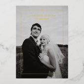 Tijdloze foto Moderne bruiloft Folie Dank u kaart (Voorkant)