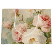 Tijdloze Franse Blauwe Roze Roos Bloemige Bruids-S Groot Cadeauzakje (Voorkant)