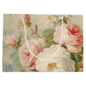 Tijdloze Franse Blauwe Roze Roos Bloemige Bruids-S Groot Cadeauzakje (Achterkant)