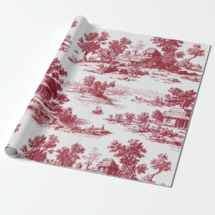 Tijdloze Franse rode toile met idyllisch dorpsgezi Cadeaupapier