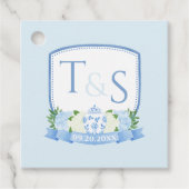 Tijdloze Ginger Jar Monogram Crest Wedding Bedankjes Labels (Voorkant)