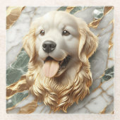 Tijdloze Golden Retriever Marble Accent Glazen Onderzetter (Voorkant)