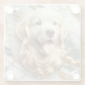 Tijdloze Golden Retriever Marble Accent Glazen Onderzetter (Achterkant)