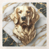 Tijdloze Golden Retriever Marble Elegance Glazen Onderzetter (Voorkant)