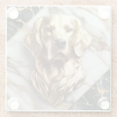 Tijdloze Golden Retriever Marble Elegance Glazen Onderzetter (Achterkant)