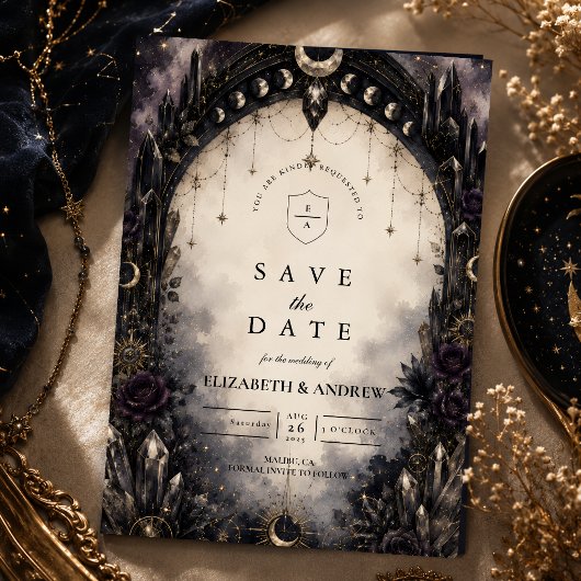 Tijdloze Gotische Hemelse Bruiloft Save The Date