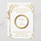 Tijdloze gouden bruiloft uitnodigingen | Gepersona (Voorkant / Achterkant)