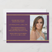 Tijdloze Gouden Paarse Foto Afstuderen Uitnodiging (Achterkant)