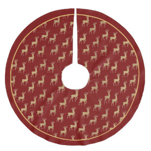 Tijdloze Gouden Rendieren Op Rode Kerstboom Kleedj Rok