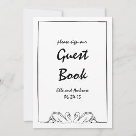 Tijdloze Hand getrokken zwaan bruiloft gast boek t Kaart