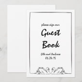 Tijdloze Hand getrokken zwaan bruiloft gast boek t Kaart (Voorkant / Achterkant)