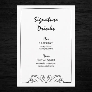 Tijdloze Hand getrokken zwaan Signature Drinken br Menu