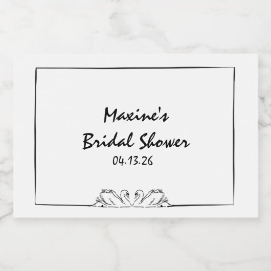 Tijdloze handgeschreven Swan Vrijgezellenfeest Cha Sparkling Wijnetiket (Enkel label)