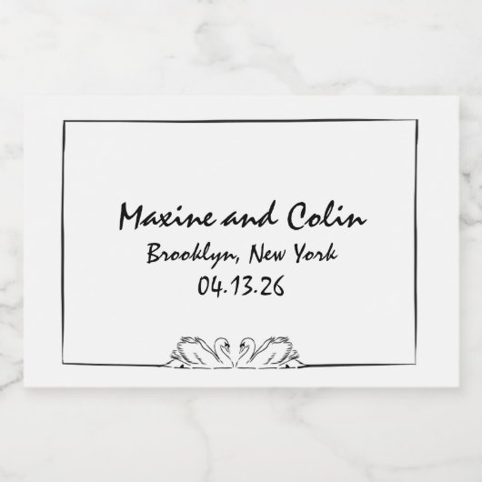 Tijdloze handgeschreven Swan Vrijgezellenfeest Cha Sparkling Wijnetiket (Enkel label)