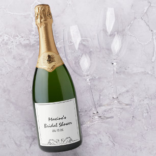 Tijdloze handgeschreven Swan Vrijgezellenfeest Cha Sparkling Wijnetiket