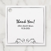 Tijdloze handgeschreven zwaan bruids douche dank j bedankjes labels (Voorkant)