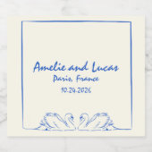 Tijdloze handgeschreven zwaan illustratie bruiloft sparkling wijnetiket (Enkel label)