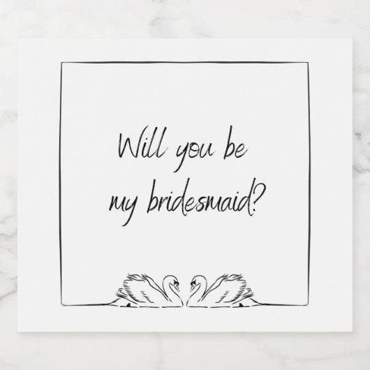 Tijdloze handgeschreven zwanen bruidsmeisje voorst sparkling wijnetiket (Enkel label)