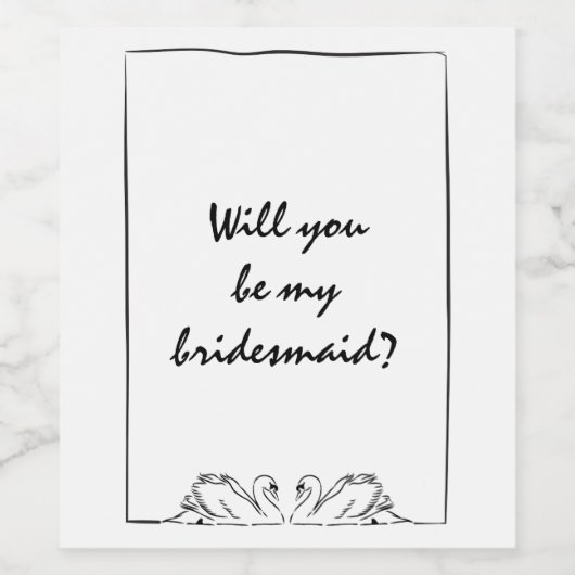 Tijdloze handgeschreven zwanen bruidsmeisje voorst wijn etiket (Enkel label)