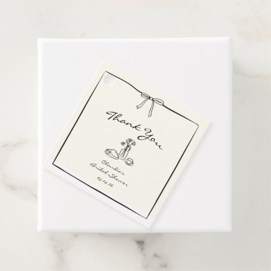 Tijdloze Handgetekende Bruids Bruiloft Chic Bedank Bedankjes Labels (In situ)