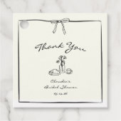 Tijdloze Handgetekende Bruids Bruiloft Chic Bedank Bedankjes Labels (Voorkant)