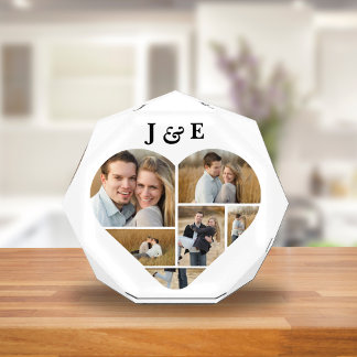 Tijdloze Hart Octagon Vorm Monogramed Collage Fotoblokken
