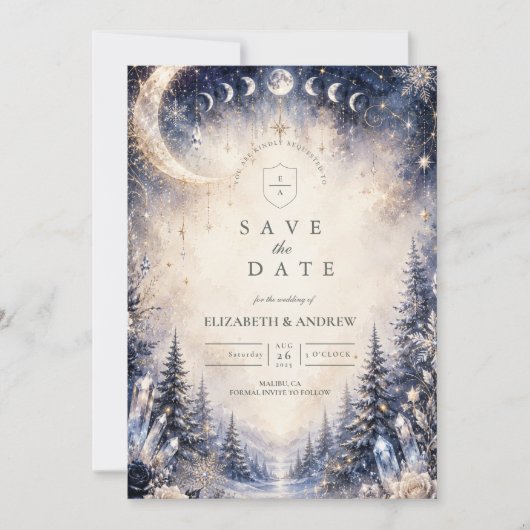 Tijdloze Hemelse Winterhuwelijk Save The Date (Voorkant)
