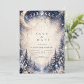 Tijdloze Hemelse Winterhuwelijk Save The Date (Staand voorkant)