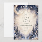 Tijdloze Hemelse Winterhuwelijk Save The Date (Voorkant / Achterkant)