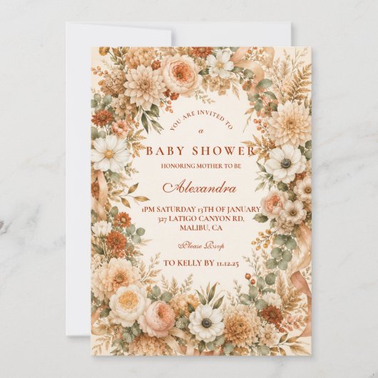 Tijdloze herfst boho baby shower kaart (Voorkant)