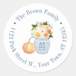 Tijdloze Herfst Pompoen Baby shower Retour Adres Ronde Sticker