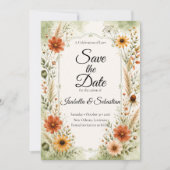 Tijdloze Herfsttuin Bloemige Bruiloft Save The Date (Voorkant)