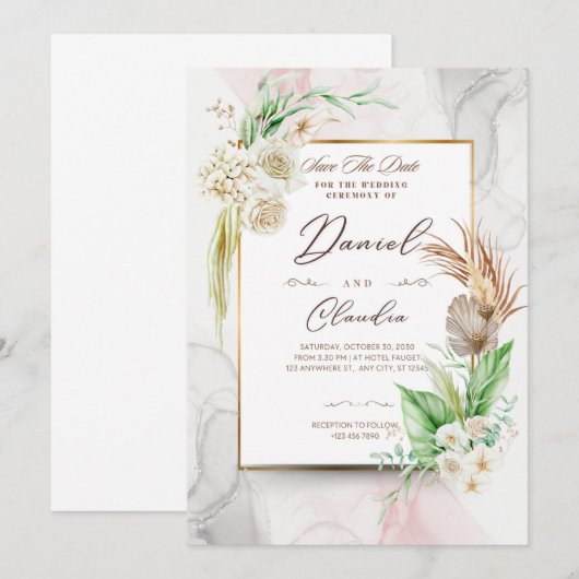 Tijdloze huwelijksuitnodigingen: elegante stijlen  kaart (Voorkant / Achterkant)