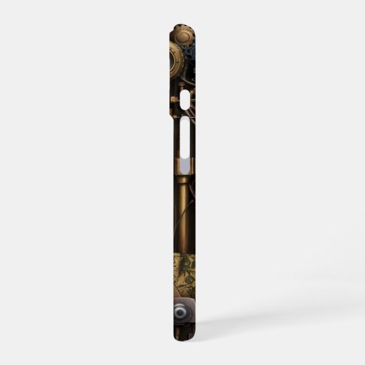 Tijdloze industriële creaties in Steampunk-stijl iPhone 16 Hoesje (Linkerkant)