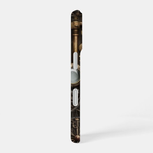 Tijdloze industriële creaties in Steampunk-stijl iPhone 16 Hoesje (Rechterkant)