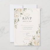 Tijdloze Ivoor Bloem Bruiloft RSVP Kaart (Voorkant)