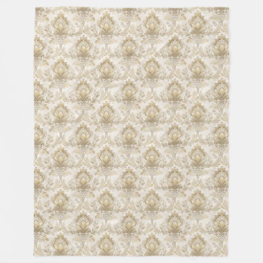 Tijdloze Ivoor Damask Artistic Waterverf Patterns Fleece Deken (Voorkant)