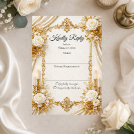 Tijdloze Ivoor Gouden Elegantie Trouw RSVP Kaartje