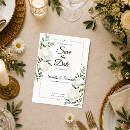Tijdloze Ivoor Pioen Elegantie Bruiloft Save The Date