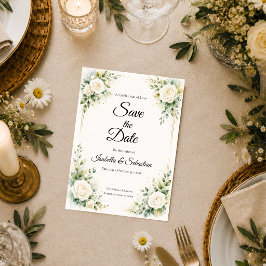 Tijdloze Ivoor Roos Elegantie Bruiloft Save The Date