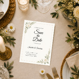 Tijdloze Ivoor Roos Minimalistische Trouwdag Save The Date