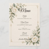 Tijdloze Ivoor Roze Bruiloft Menu (Voorkant)