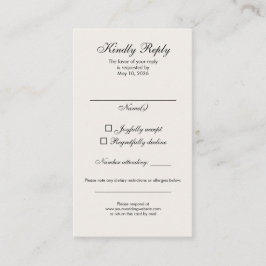 Tijdloze Ivoorkleurige Calligrafie Bruiloft RSVP K Visitekaartje