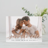 Tijdloze kalligrafie Foto opslaan Datum Folie Uitnodiging (Staand Voorkant)