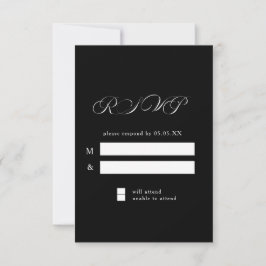 Tijdloze kalligrafie Klassic Black Wedding RSVP Kaartje