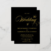 Tijdloze kalligrafie Klassieke bruiloft Noite Blac Folie Uitnodiging Briefkaart (Voorkant / Achterkant)